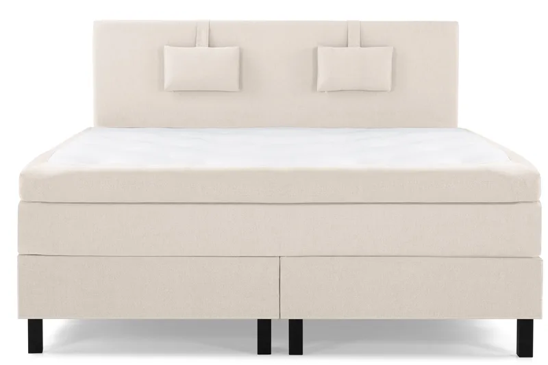 Lucky Komplet Sengepakke 180x200 Polyeter Glat Sengegavl - Nakkepude Lille Beige - Møbler - Senge - Kontinentalsenge