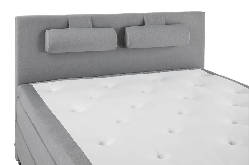 Lucky Komplet Sengepakke 180x200 Polyeter Glat Sengegavl - Nakkepude Stor Mellangrå - Møbler - Senge - Kontinentalsenge