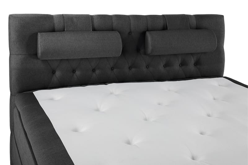 Lucky Komplet Sengepakke 180x200 Polyeter Diamant Sengegavl - Nakkepude Stor Sort/Grå - Møbler - Senge - Kontinentalsenge