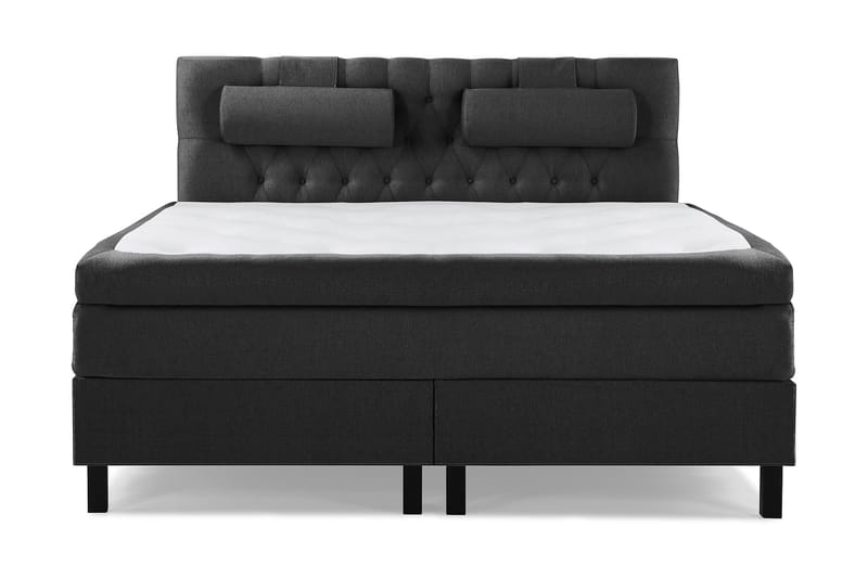 Lucky Komplet Sengepakke 180x200 Polyeter Diamant Sengegavl - Nakkepude Stor Sort/Grå - Møbler - Senge - Kontinentalsenge