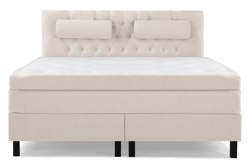 Lucky Komplet Sengepakke 180x200 Polyeter Diamant Sengegavl - Nakkepude Stor Beige - Møbler - Senge - Komplet sengepakke