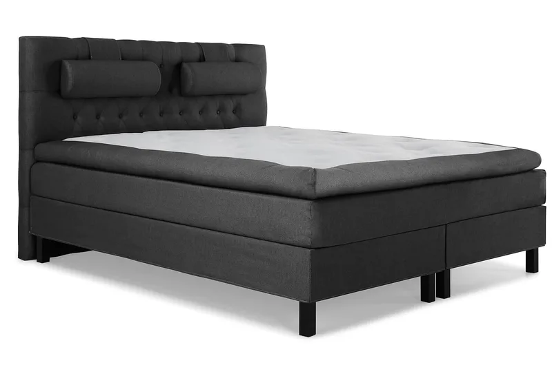 Lucky Komplet Sengepakke 180x200 Polyeter Diamant Sengegavl - Nakkepude Stor Sort/Grå - Møbler - Senge - Kontinentalsenge