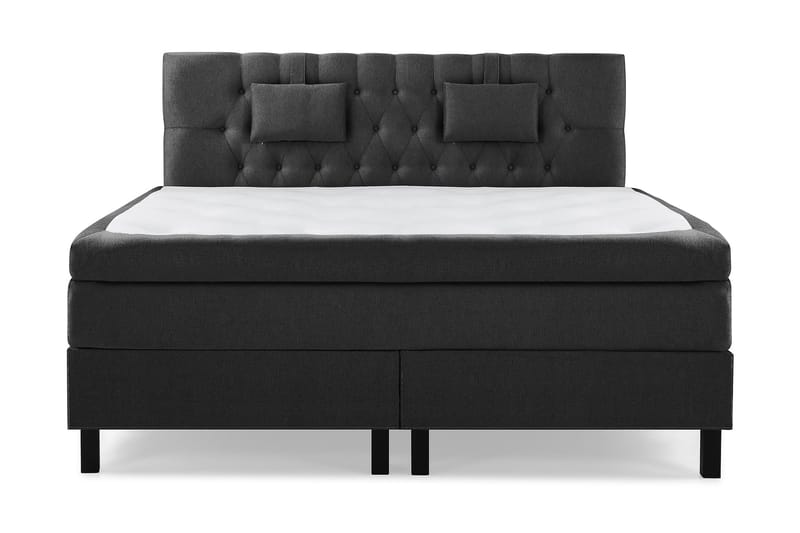 Lucky Komplet Sengepakke Kontinentalseng med Sengegavl 180x200 cm, Sort / Grå