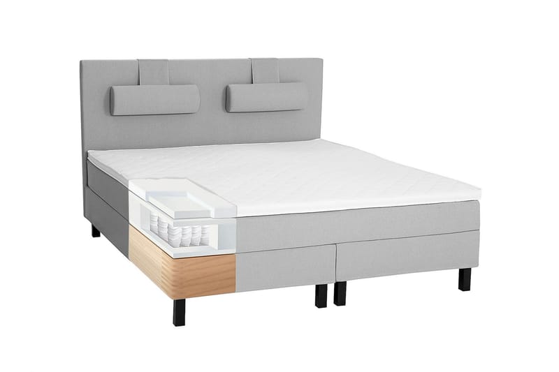 Lucky Komplet Sengepakke Polyetherskum Diamant Sengegavl 140x200 cm - Grå - Møbler - Senge - Komplet sengepakke