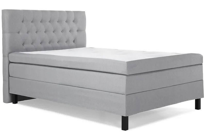 Lucky Komplet Sengepakke Polyetherskum Diamant Sengegavl 140x200 cm - Grå - Møbler - Senge - Kontinentalsenge