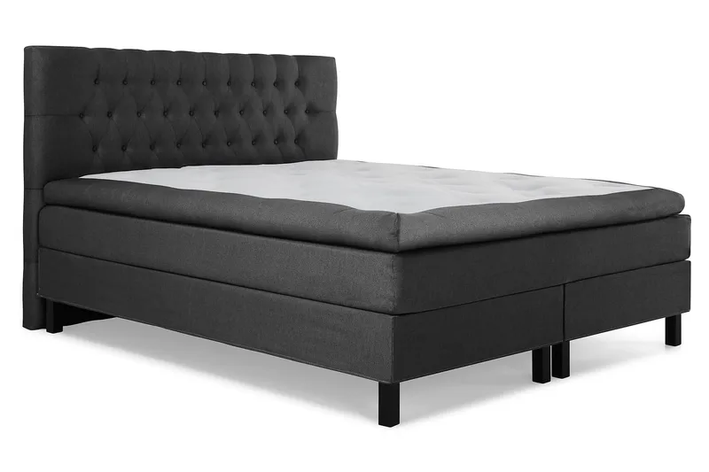 Lucky Komplet Sengesæt 180x200 cm Polyether Diamant Sengegavl - Sort / Mørkegrå - Møbler - Senge - Kontinentalsenge