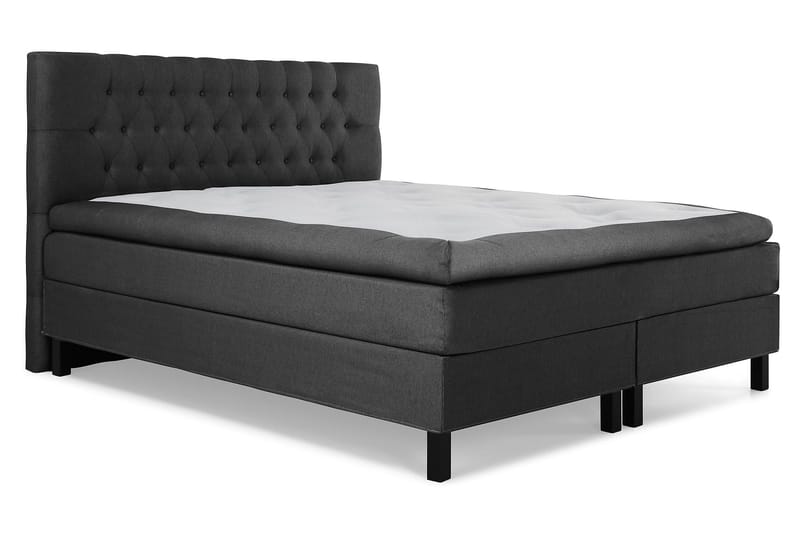 Lucky Komplet Sengesæt 180x200 cm Polyether Diamant Sengegavl - Sort / Mørkegrå - Møbler - Senge - Kontinentalsenge
