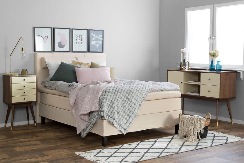 Lucky Kontinentalseng 120x200 Latexmadras - Beige - Møbler - Senge - Komplet sengepakke