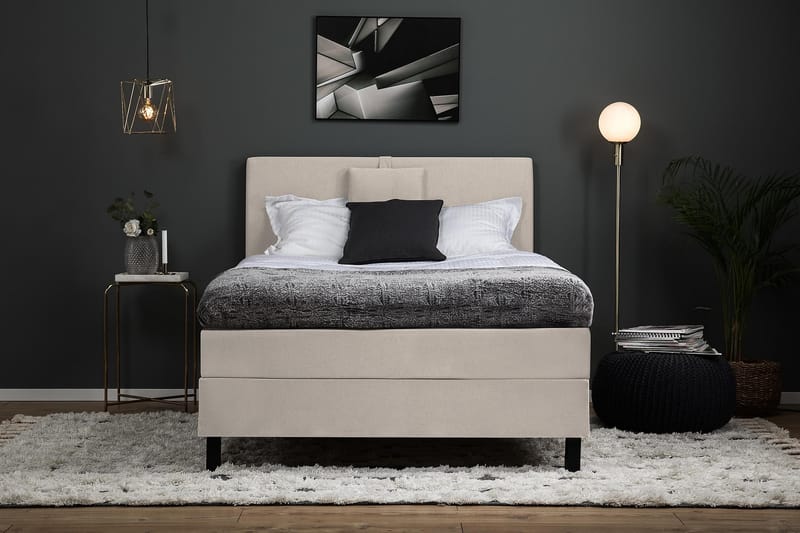Lucky Kontinentalseng 120x200 polyester - Beige - Møbler - Senge - Komplet sengepakke
