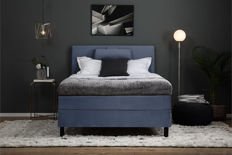 Lucky Kontinentalseng 120x200 polyester - Mørkeblå - Møbler - Senge - Komplet sengepakke