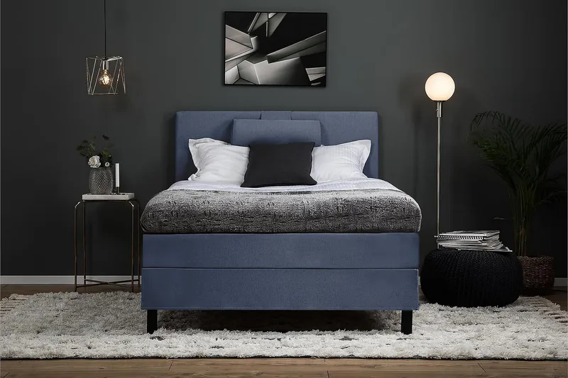 Lucky Kontinentalseng 120x200 polyester - Mørkeblå - Møbler - Senge - Kontinentalsenge