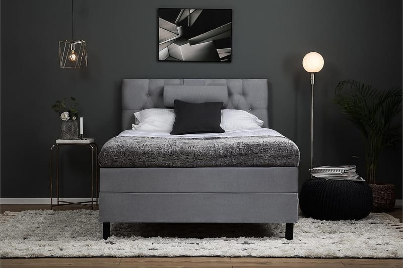 Lucky Kontinentalseng 120x200 polyester - Mellangrå - Møbler - Senge - Kontinentalsenge