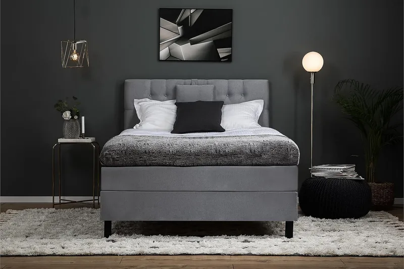 Lucky Kontinentalseng 140x200 Latexmadras - Mellangrå - Møbler - Senge - Kontinentalsenge