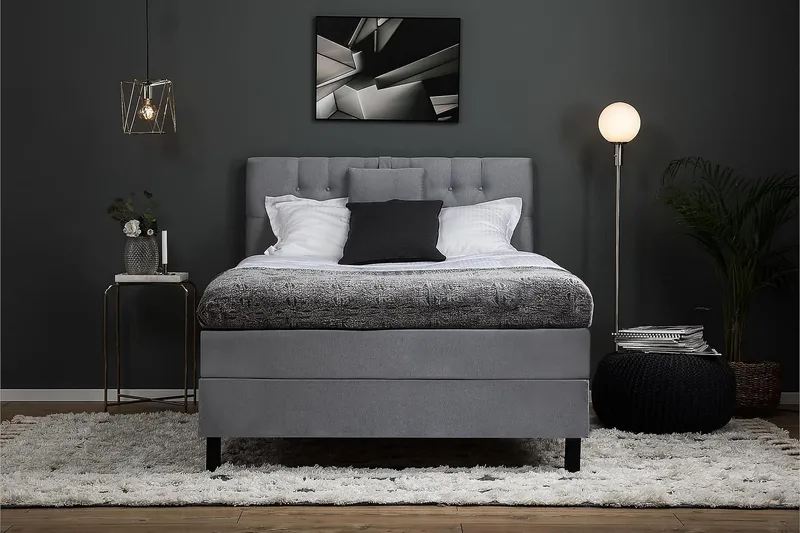 Lucky Kontinentalseng 140x200 polyester - Mellangrå - Møbler - Senge - Kontinentalsenge