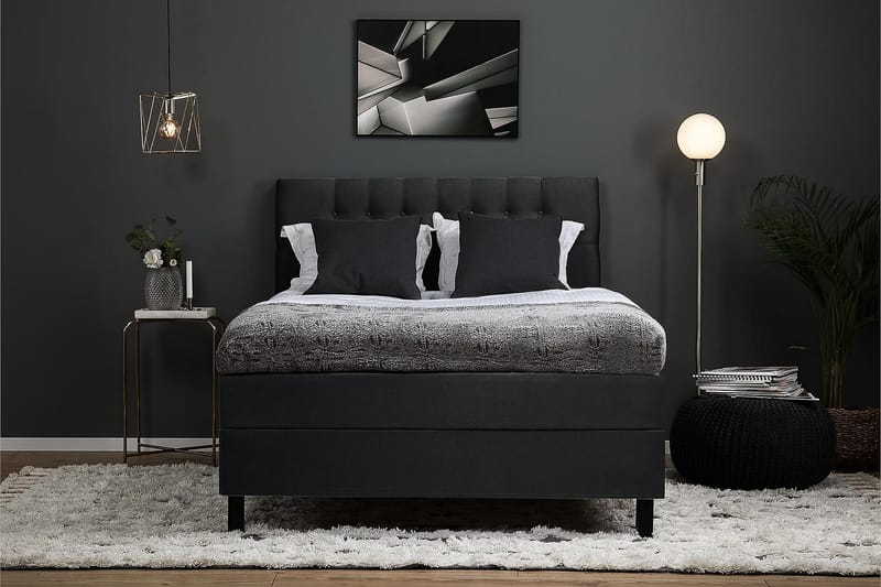 Lucky Kontinentalseng 140x200 Polyether - Sort/Grå - Møbler - Senge - Kontinentalsenge