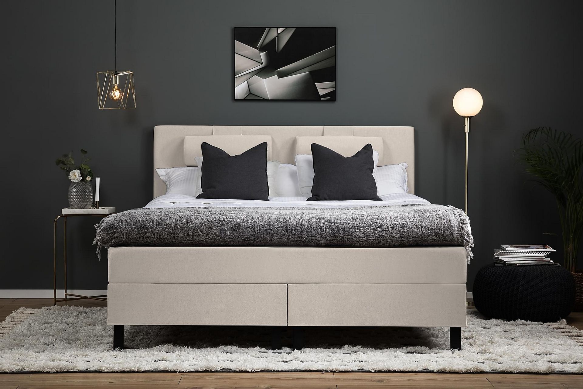 Lucky Kontinentalseng 150x200 polyester - Beige - Møbler - Senge - Kontinentalsenge