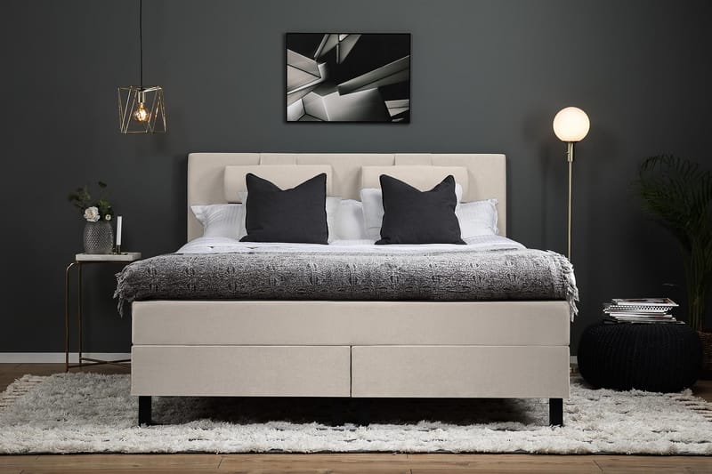 Lucky Kontinentalseng 150x200 polyester - Beige - Møbler - Senge - Kontinentalsenge