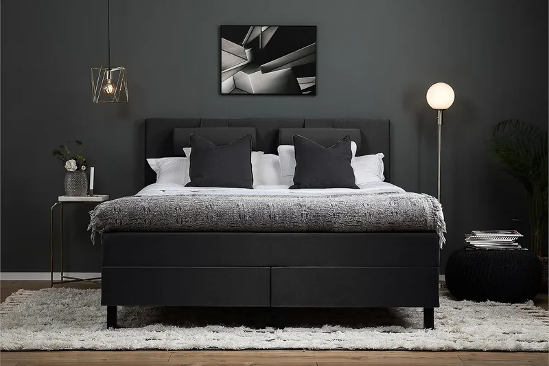 Lucky Kontinentalseng 150x200 Polyester - Sort/Grå - Møbler - Senge - Kontinentalsenge