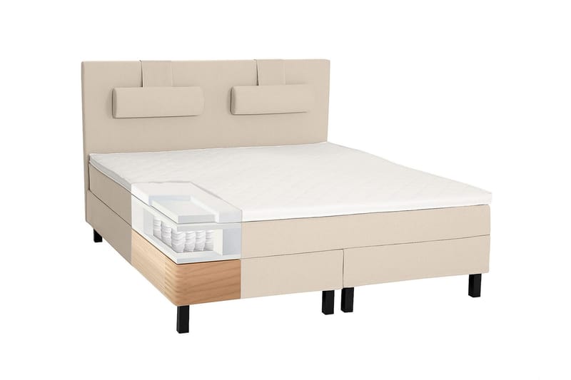 Lucky Kontinentalseng 160x200 cm Polyetherskum - Beige / Lys - Møbler - Senge - Komplet sengepakke