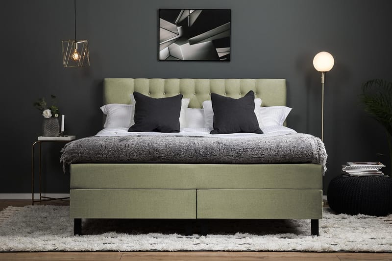 Lucky Kontinentalseng 160x200 Latexmadras - grøn - Møbler - Senge - Kontinentalsenge