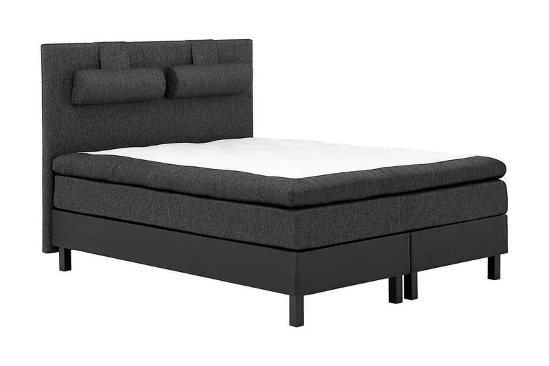 Lucky Kontinentalseng 160x200 Latexmadras kunstlæder/stof - Sort/Grå - Møbler - Senge - Kontinentalsenge
