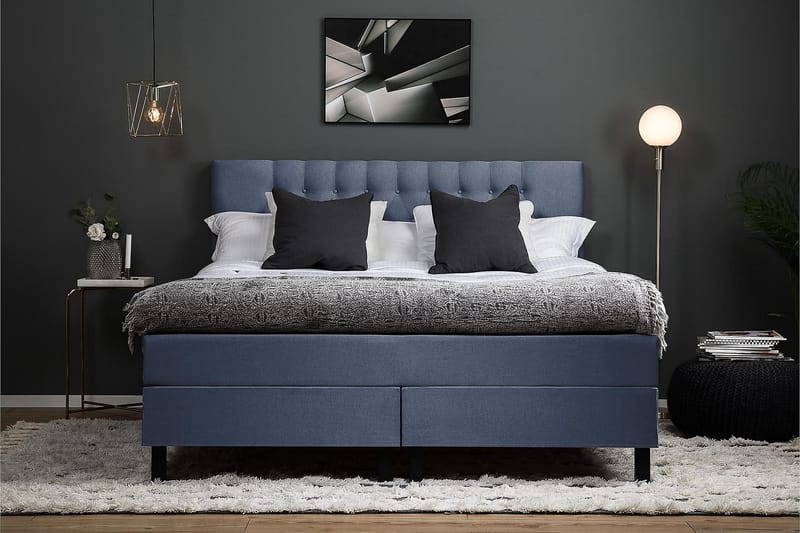 Lucky Kontinentalseng 160x200 Latexmadras - Mørkeblå - Møbler - Senge - Komplet sengepakke
