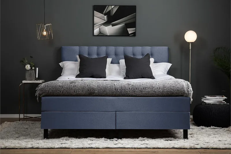 Lucky Kontinentalseng 160x200 Latexmadras - Mørkeblå - Møbler - Senge - Kontinentalsenge