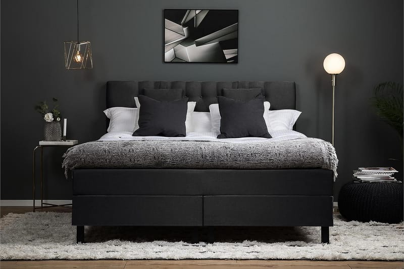 Lucky Kontinentalseng 160x200 Latexmadras - Sort/Grå - Møbler - Senge - Komplet sengepakke