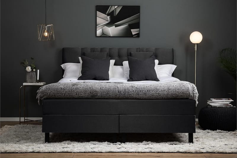 Lucky Kontinentalseng 160x200 Latexmadras - Sort/Grå - Møbler - Senge - Kontinentalsenge