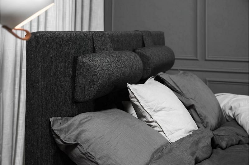 Lucky Kontinentalseng 160x200 Skum kunstlæder/stof - Sort/Grå - Møbler - Senge - Kontinentalsenge