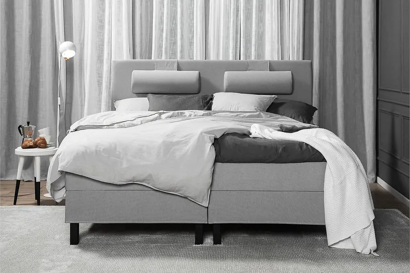 Lucky Kontinentalseng 180x200 polyester - Mellangrå - Møbler - Senge - Kontinentalsenge