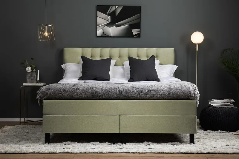 Lucky Kontinentalseng 180x200 polyester - grøn - Møbler - Senge - Kontinentalsenge