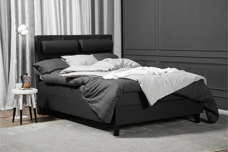 Lucky sengepakke 140x200 Latexmadras glat - Sort/Grå - Møbler - Senge - Kontinentalsenge