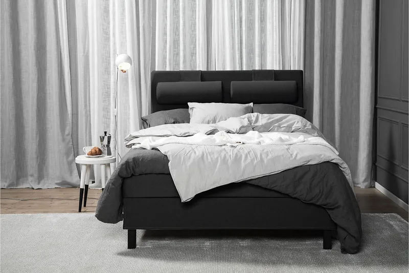 Lucky sengepakke 140x200 Latexmadras glat - Sort/Grå - Møbler - Senge - Kontinentalsenge