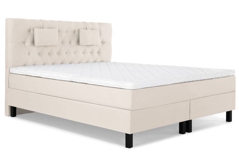 Lucky sengepakke 180x200 Skum Diamant Sengegavl - Beige - Møbler - Senge - Komplet sengepakke