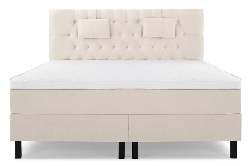 Lucky sengepakke 180x200 Skum Diamant Sengegavl - Beige - Møbler - Senge - Kontinentalsenge