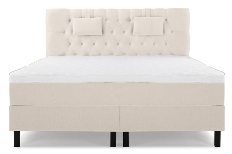 Lucky sengepakke 180x200 Skum Diamant Sengegavl - Beige - Møbler - Senge - Komplet sengepakke
