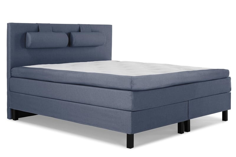 Lucky sengepakke 180x200 polyester glat Sengegavl - Mørkeblå - Møbler - Senge - Kontinentalsenge