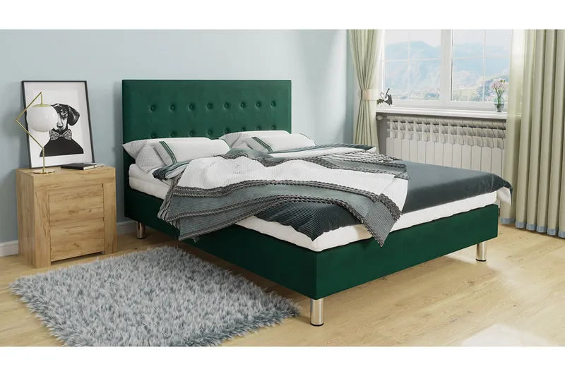 Lux Kontinentalseng 120x204 cm - Grøn - Møbler - Senge - Kontinentalsenge