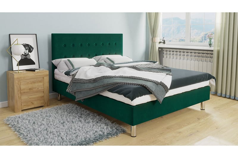 Lux Kontinentalseng 120x204 cm - Grøn - Møbler - Senge - Kontinentalsenge