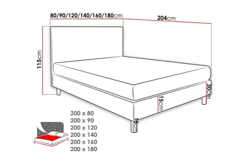 Lux Kontinentalseng 140x204 cm - Beige - Møbler - Senge - Kontinentalsenge