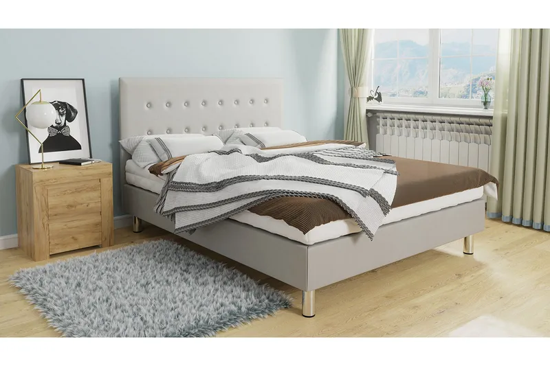 Lux Kontinentalseng 90x204 cm - Beige - Møbler - Senge - Kontinentalsenge