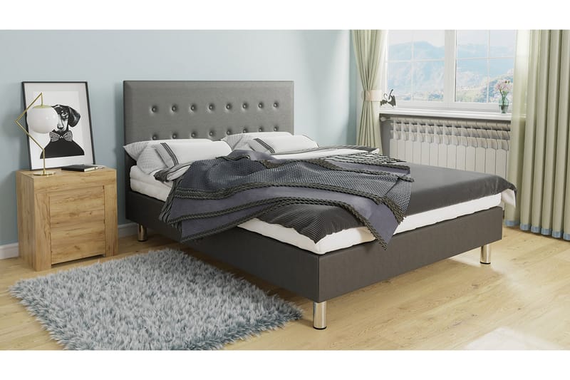 Lux Kontinentalseng 90x204 cm - Grå - Møbler - Senge - Kontinentalsenge