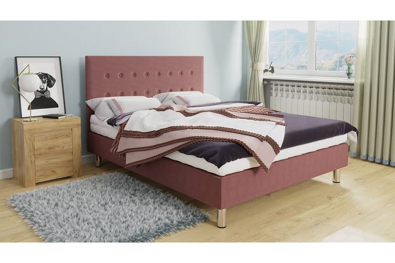 Lux Kontinentalseng 90x204 cm - Lyserød - Møbler - Senge - Kontinentalsenge