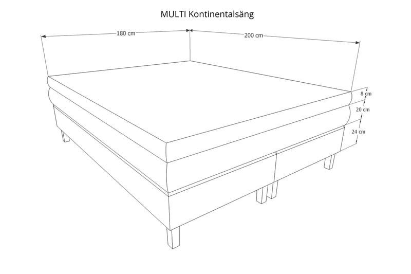 Mei Kontinentalseng 180x200 - lysegrå - Kontinentalsenge - Dobbeltsenge