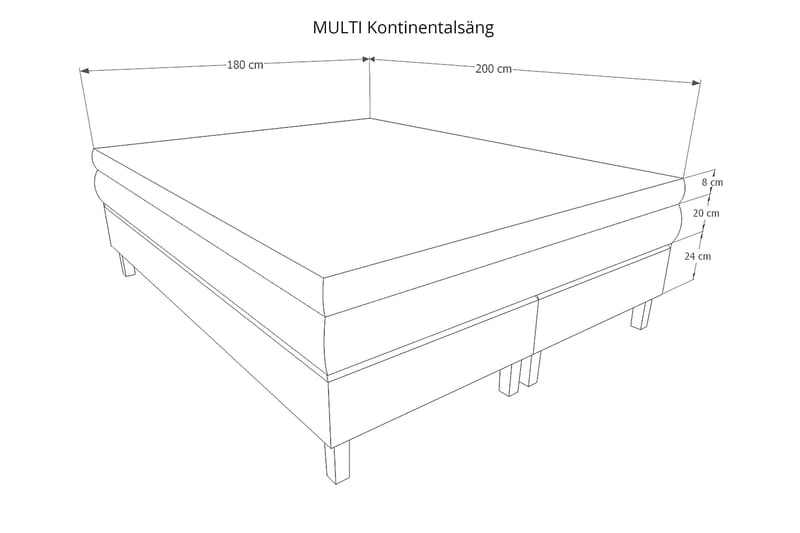 Mei Kontinentalseng 180x200 - lysegrå - Kontinentalsenge - Dobbeltsenge