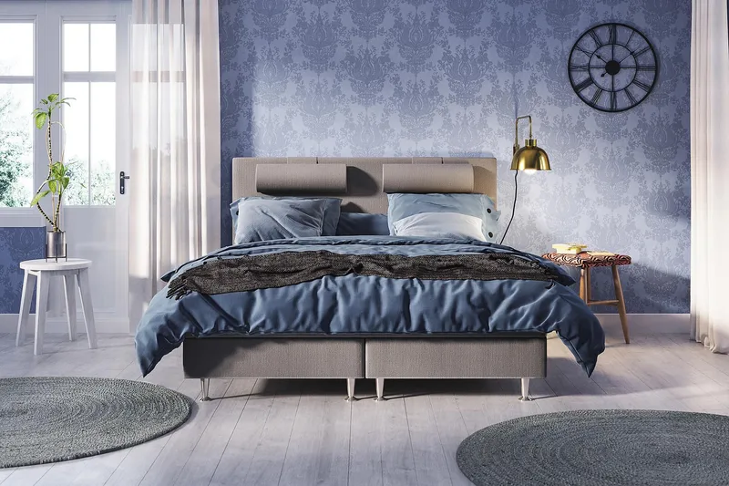 Meja Kontinentalseng 140x200 - Lysegrå - Møbler - Senge - Kontinentalsenge
