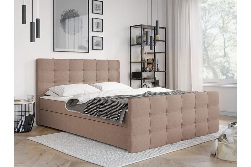 Milan Kontinentalseng 160x210 cm - Lyserød | Beige - Kontinentalsenge