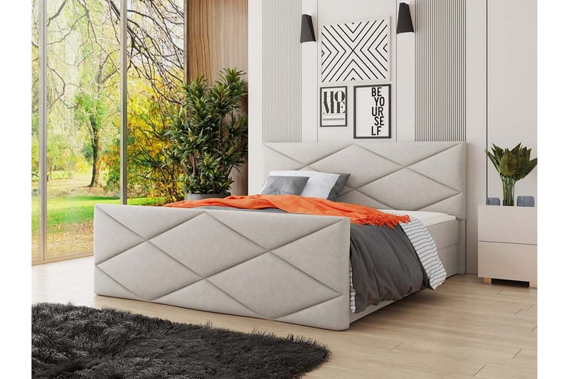 Milano Kontinentalseng 140x200 cm med Sengegavl - Beige - Møbler - Senge - Kontinentalsenge