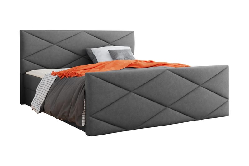 Milano Kontinentalseng 140x200 cm med Sengegavl, Grå